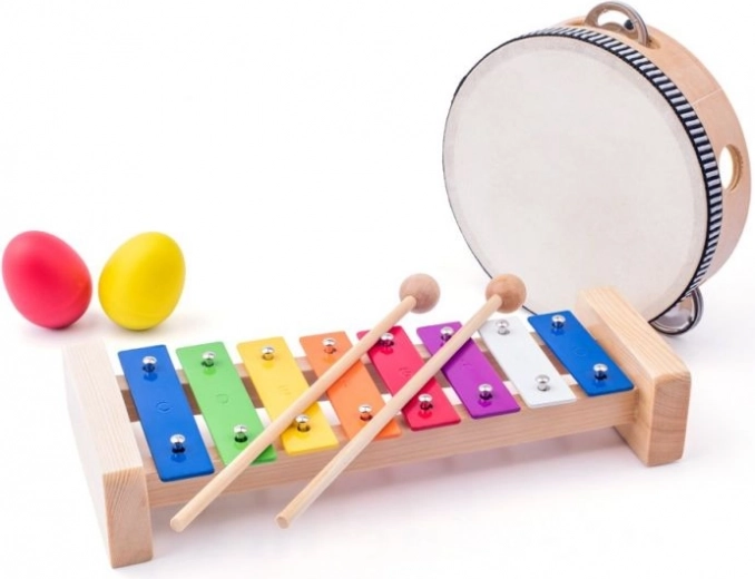 Colorful xylophone made of metal and wood
