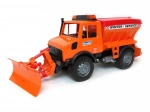 Bruder Mercedes-Benz Unimog spreader with plow