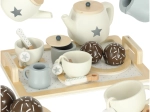 Wooden tea set for kids with tray and cups