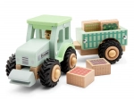 Wooden tractor with trailer and cargo