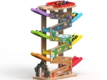 Large wooden racing track with 6 ramps for children