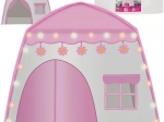 Children's fabric playhouse tent with LED cotton ball garland