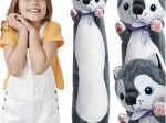 Pehme husky-koer 70 cm KRUZZEL – pikk kallistusmänguasi ja padi