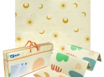 Large double-sided folding foam mat HUMBI 200 × 180 cm XPE with sun and moon patterns