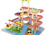 Wooden parking garage with garage for kids