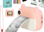 Children's instant camera with thermal printer – pink teddy bear, 32 GB card