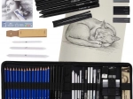 Skitseerimis- ja joonistuskomplekt 54 osa koos vutlari ja A5 visandiplokiga