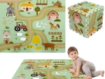 Foam play mat 90 × 90 cm – thick puzzle, 9 pieces HUMBI farm and country roads