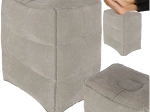 Inflatable footrest and travel pouf with 3 height levels – gray